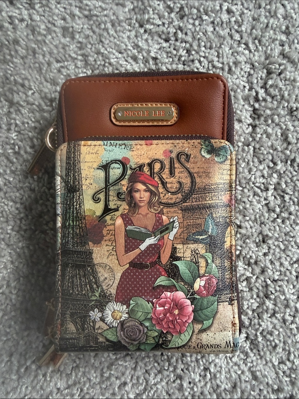 Nicole Lee Brown & Multicolor Paris Illustration Zip Wallet